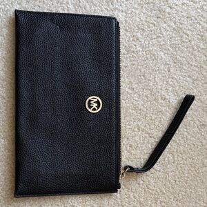 Michael Kors Black Clutch with Gold Accent